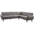 Bowery Hill Mid-Century Fabric Tufted Sectional Sofa in Light Gray