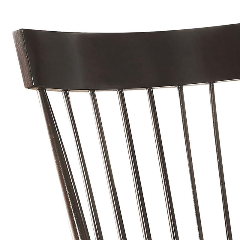 Bowery Hill Wooden Rocking Chair with Spindle Back and Recessed Armrest in Black