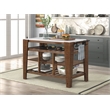 Bowery Hill 3-Shelf Wooden Kitchen Island in Marble and Rustic Brown