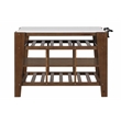 Bowery Hill 3-Shelf Wooden Kitchen Island in Marble and Rustic Brown
