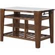 Bowery Hill 3-Shelf Wooden Kitchen Island in Marble and Rustic Brown