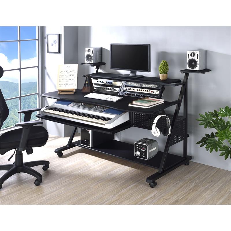 Bowery Hill Contemporary Metal Willow Music Desk in Black Finish