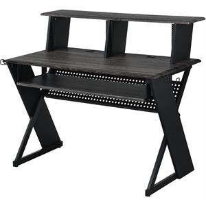 Bowery Hill Modern / Contemporary Metal Music Desk in Black Finish