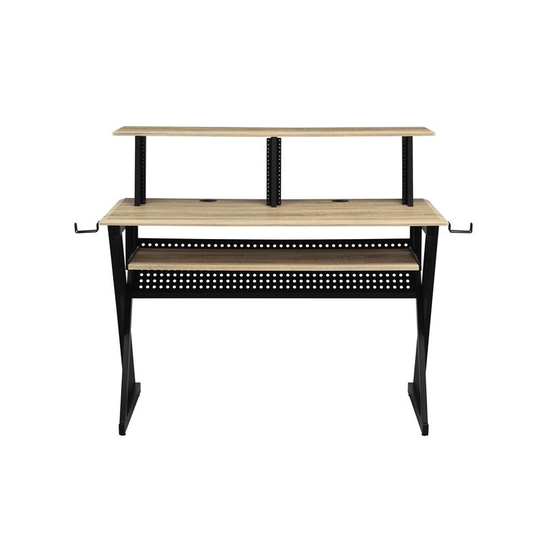 Bowery Hill Contemporary Rectangular Top Music Desk in Natural & Black Finish