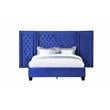 Bowery Hill Contemporary Eastern Velvet King Bed in Blue Finish