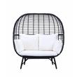 Bowery Hill Transitional Patio Lounge Chair in Cream Fabric & Black Finish