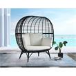 Bowery Hill Transitional Patio Lounge Chair in Cream Fabric & Black Finish