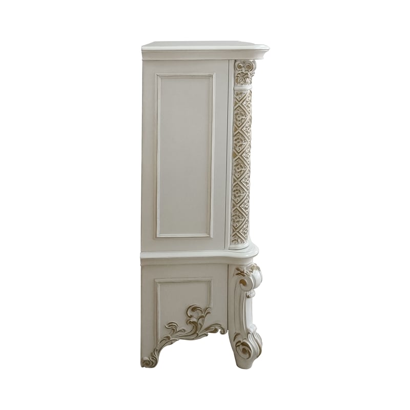 Bowery Hill Traditional 3-Drawer Wooden Chest with 2 Doors in Antique Pearl