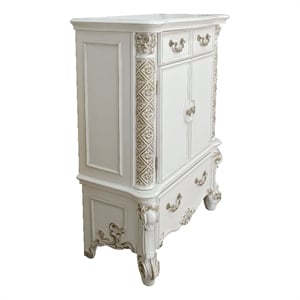 Bowery Hill Traditional 3-Drawer Wooden Chest with 2 Doors in Antique Pearl