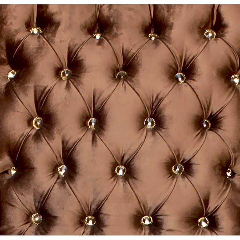 Bowery Hill Traditional Upholstered Chair in Golden Brown Velvet and Cherry Oak