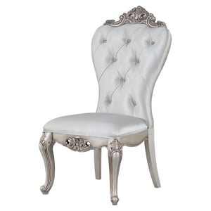 Bowery Hill Upholstered Tufted Side Chair in Cream and Antique White Set of 2