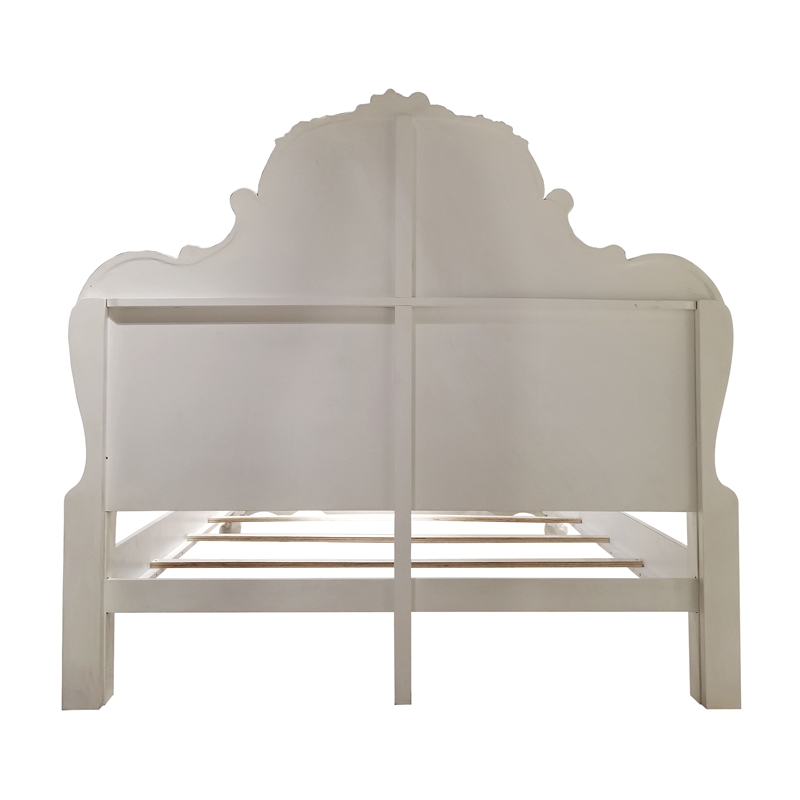 Bowery Hill Mid-Century Wooden Queen Bed with Arched Headboard in Bone White