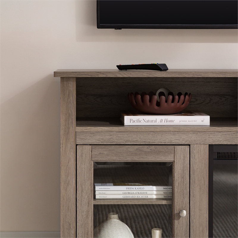 Bowery Hill Engineered Wood Driftwood TV Stand Rectangular Electric Fireplace 58