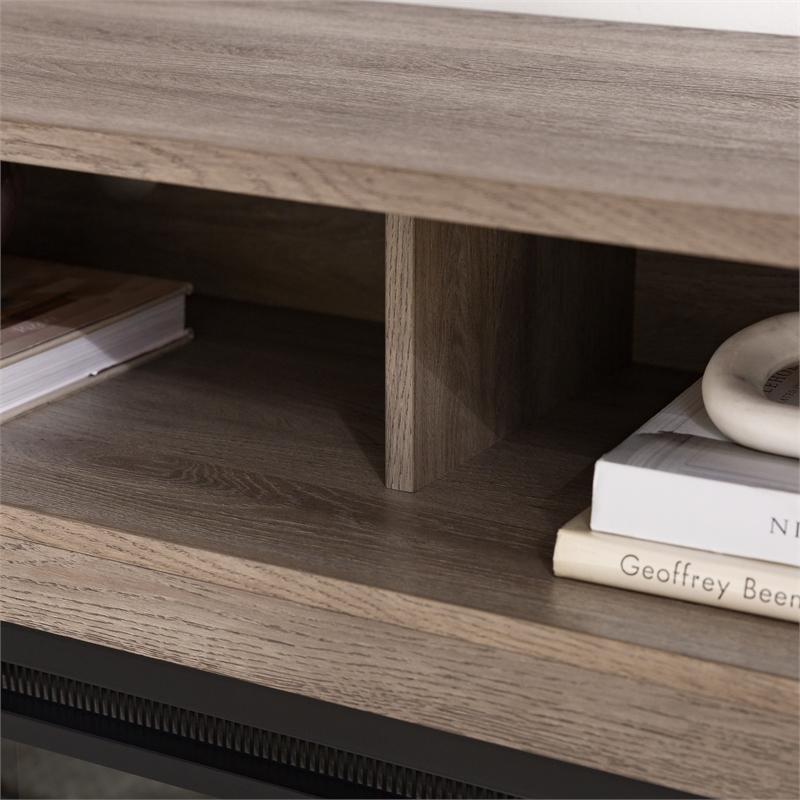 Bowery Hill Engineered Wood Driftwood TV Stand Rectangular Electric Fireplace 58