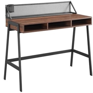 Bowery Hill 42&quotMesh Back Writing Desk in Dark Walnut