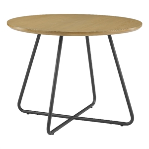 Bowery Hill 40&quot Modern Veneer and Metal Round Dining Table in English Oak