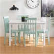 Bowery Hill 5-Piece White Wood Kitchen Dining Set with Mint Chairs