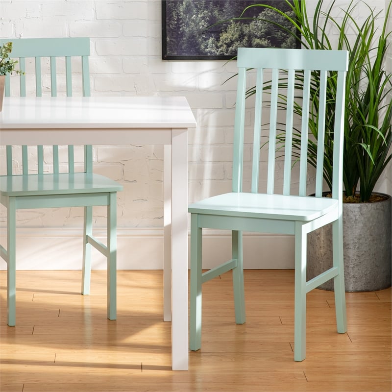 Bowery Hill 5-Piece White Wood Kitchen Dining Set with Mint Chairs