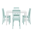 Bowery Hill 5-Piece White Wood Kitchen Dining Set with Mint Chairs