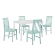 Bowery Hill 5-Piece White Wood Kitchen Dining Set with Mint Chairs