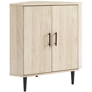 Bowery Hill Contemporary Double Door Corner Accent Cabinet in Birch