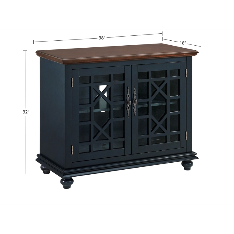 Bowery Hill Modern / Contemporary TV Stand Blue with Coffee Walnut Top