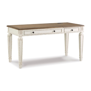 Bowery Hill 2 Drawer Lift Top Writing Desk in White and Brown