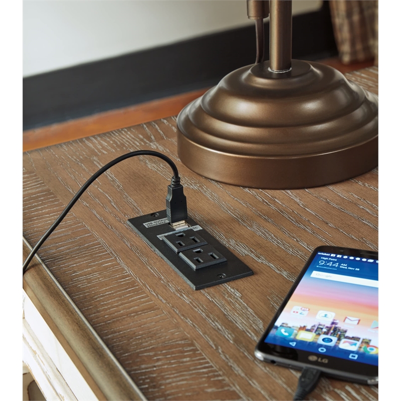 Bowery Hill 2 Drawer Lift Top Writing Desk in White and Brown