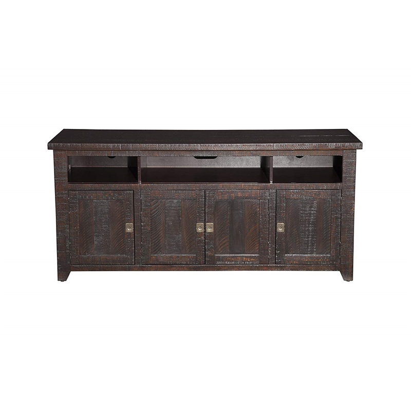 Bowery Hill Solid Pine Espresso TV Stand Rectangular Adjustable 65