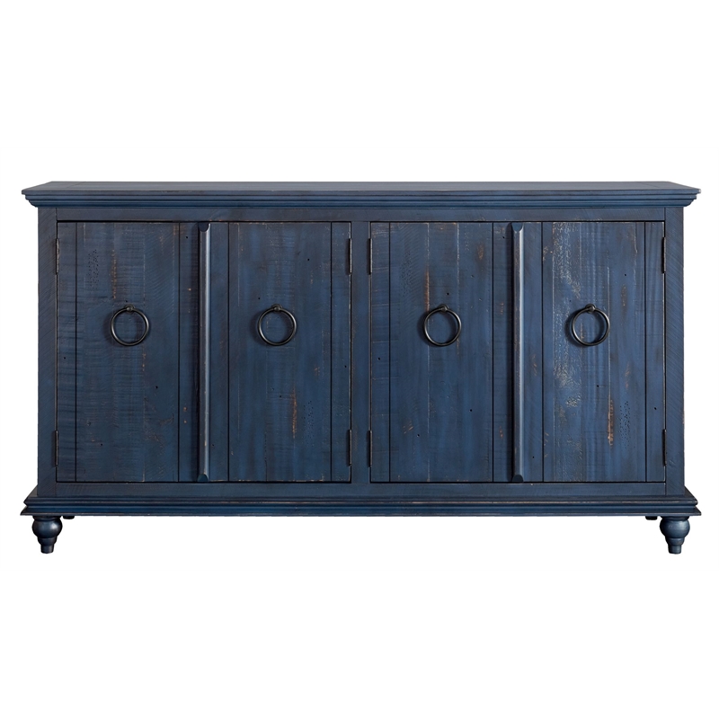Bowery Hill Modern / Contemporary Rustic Blue Solid Wood 65