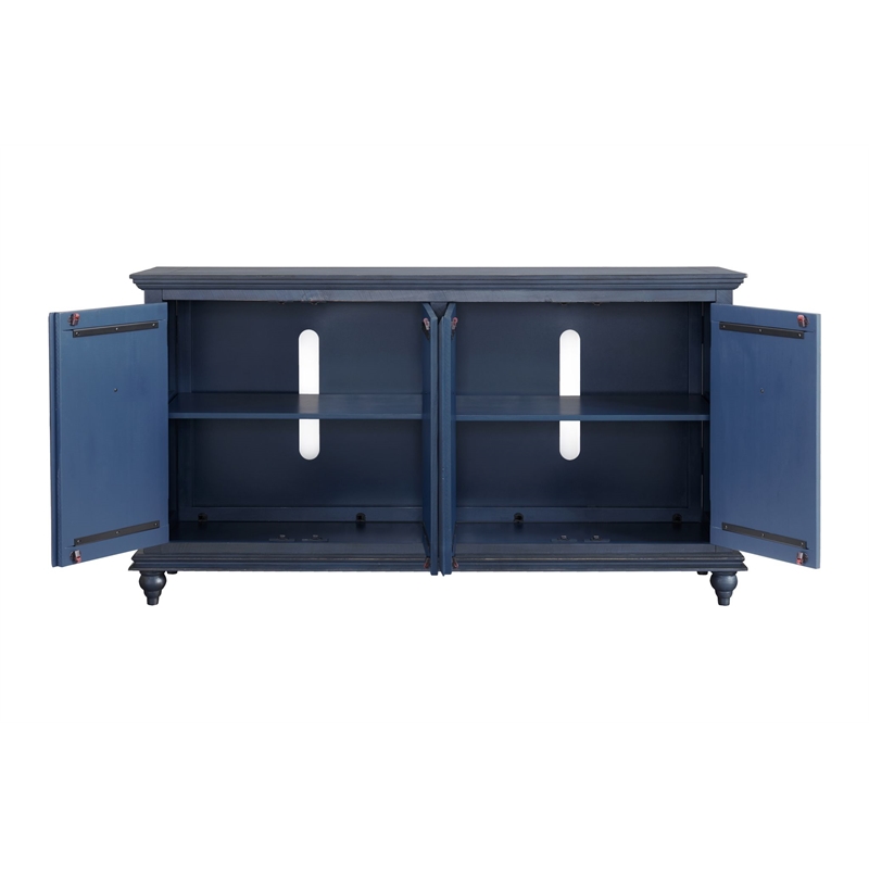 Bowery Hill Modern / Contemporary Rustic Blue Solid Wood 65