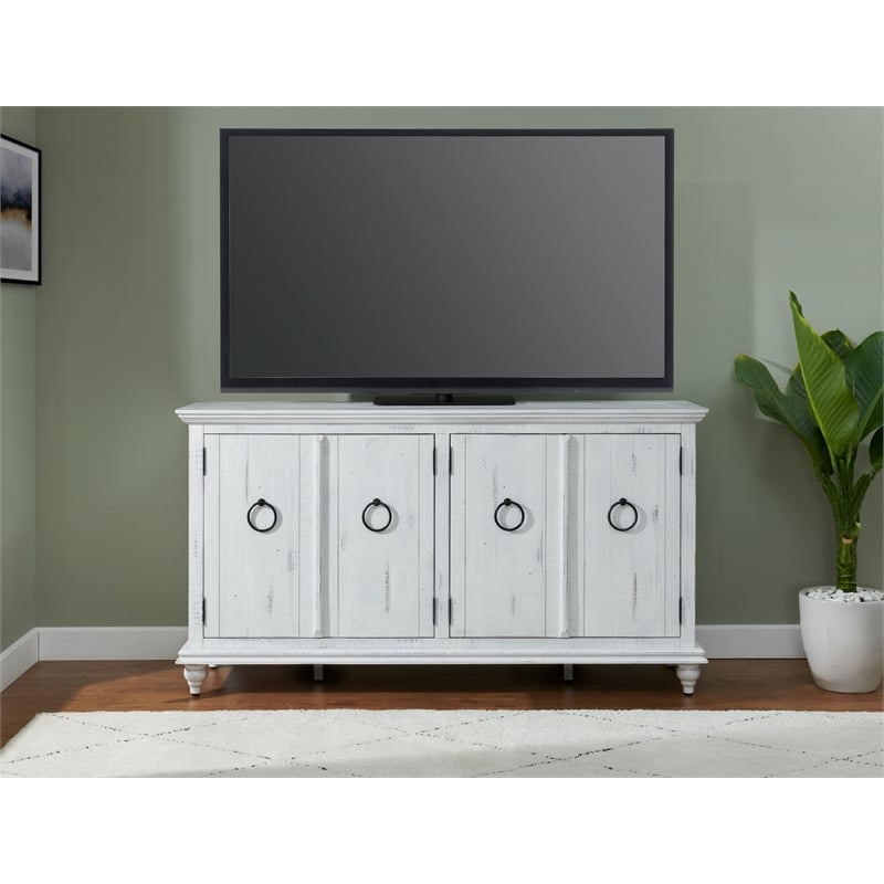 Bowery Hill Modern / Contemporary Rustic White Solid Wood 65