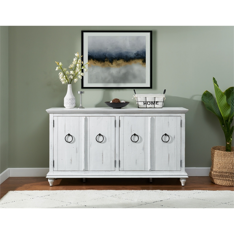 Bowery Hill Modern / Contemporary Rustic White Solid Wood 65