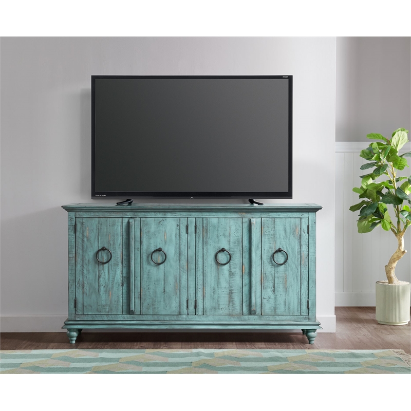 Bowery Hill Modern / Contemporary Rustic Turquoise Solid Wood 65