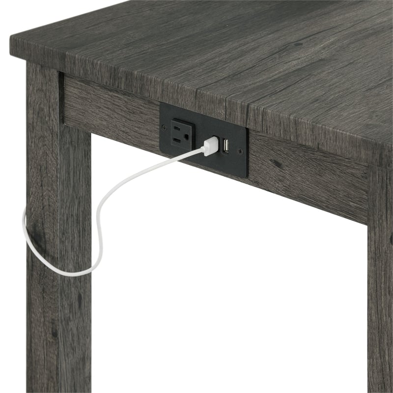 Bowery Hill Transitional Wood Multipurpose Bar Table Set in Charcoal
