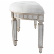 Bowery Hill Traditional Mirrored Demilune Bench in Silver Finish