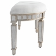 Bowery Hill Traditional Mirrored Demilune Bench in Silver Finish