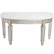 Bowery Hill Traditional Mirrored Demilune Bench in Silver Finish