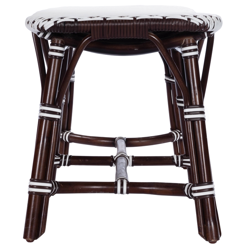 Bowery Hill Transitional Rattan Weave Bench in Dark Brown Finish