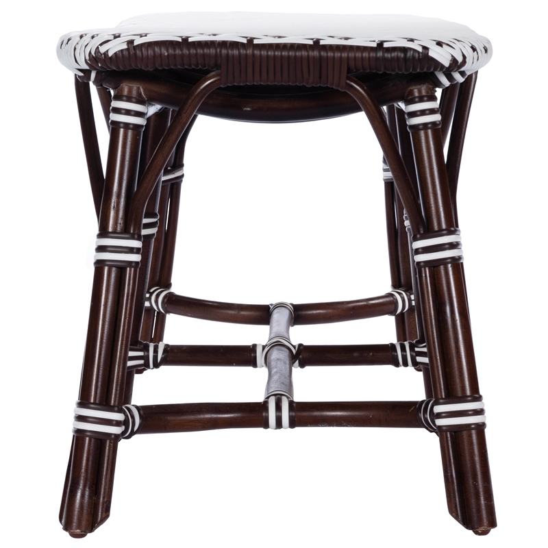 Bowery Hill Transitional Rattan Weave Bench in Dark Brown Finish