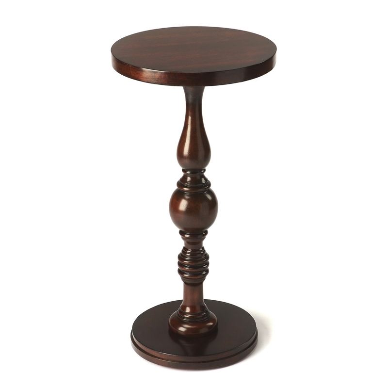 Bowery Hill Traditional Wood Pedestal Table in Cherry Brown Finish