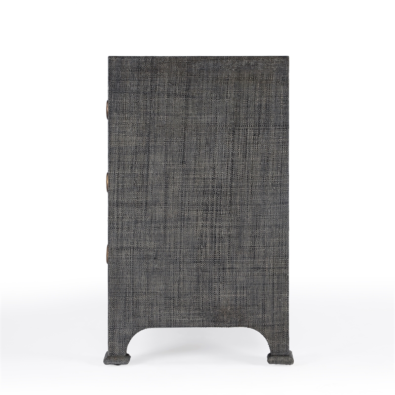 Bowery Hill Traditional Raffia 6 Drawer Dresser in Charcoal Finish