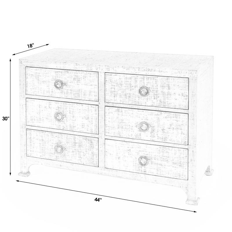 Bowery Hill Traditional Raffia 6 Drawer Dresser in Charcoal Finish