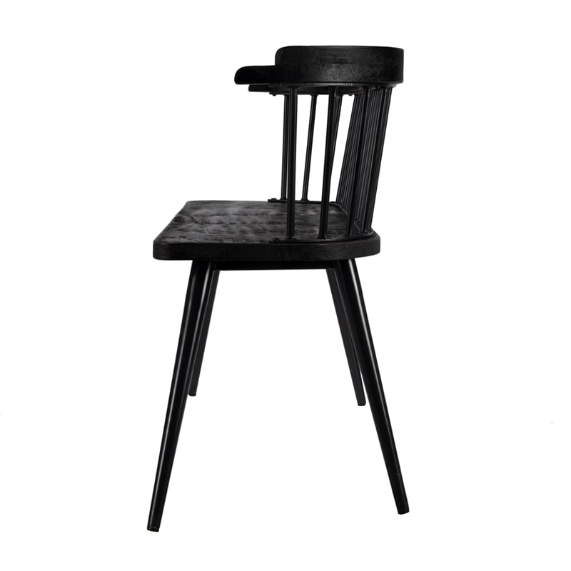 Bowery Hill Traditional Wood and Iron Spindle Back Bench - Black