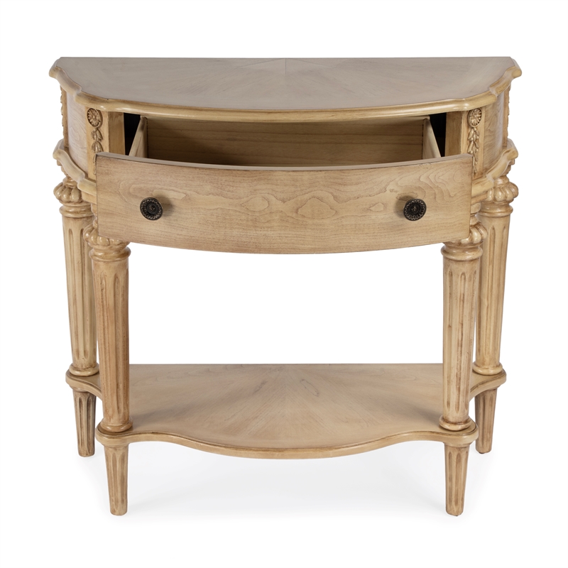 Bowery Hill Traditional 1 Drawer Wood Console Table in Antique Beige