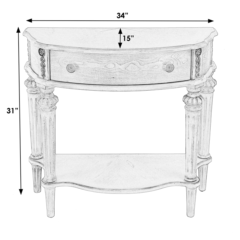 Bowery Hill Traditional 1 Drawer Wood Console Table in Antique Beige