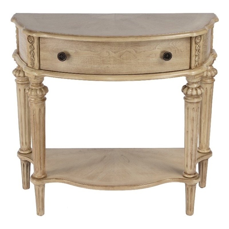 Bowery Hill Traditional 1 Drawer Wood Console Table in Antique Beige