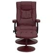 Bowery Hill Contemporary Recliner and Ottoman in Burgundy Finish