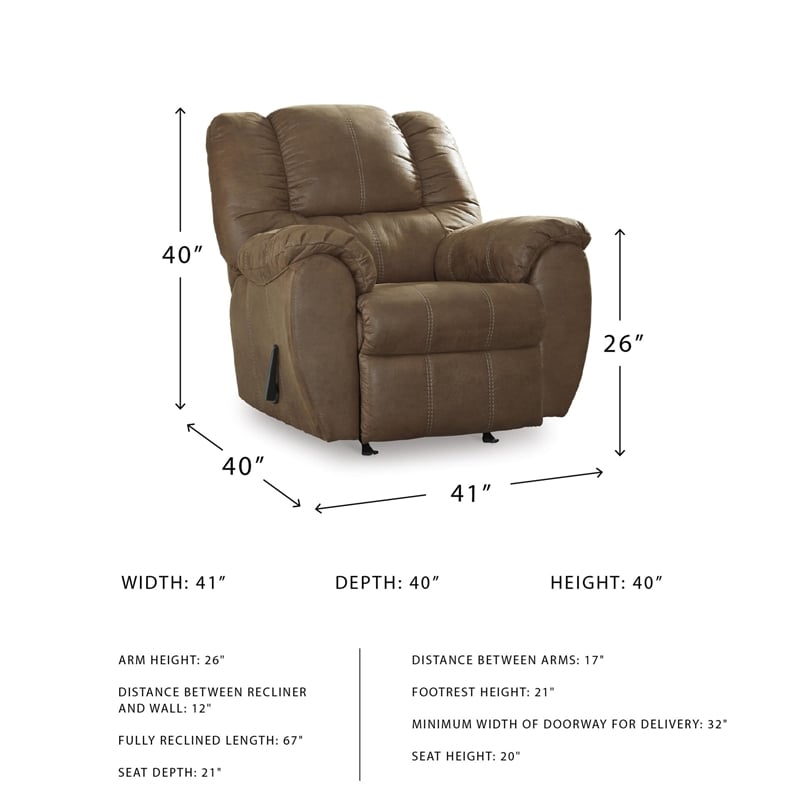 Bowery Hill Contemporary Upholstered Recliner in Saddle Finish