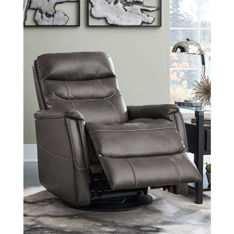 Bowery Hill Contemporary Swivel Glider Recliner in Quarry Finish